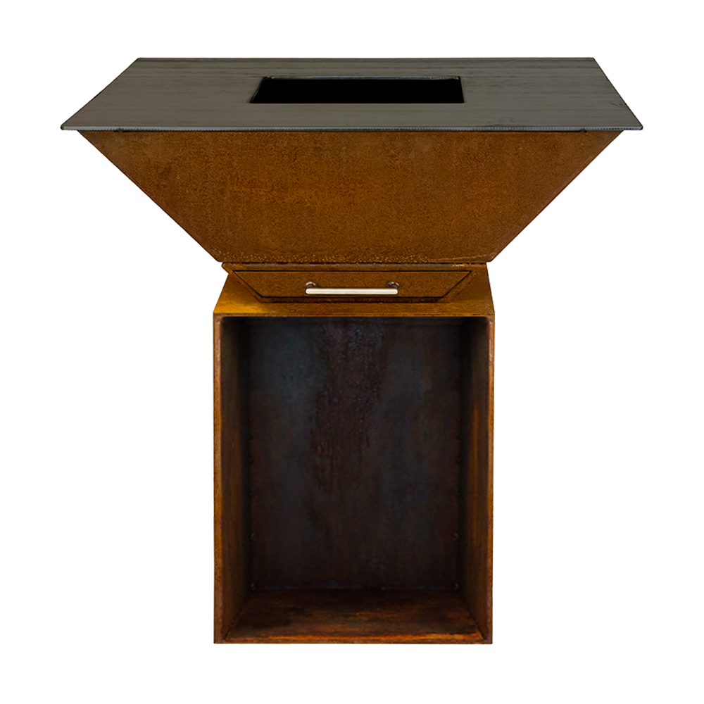 BigQube L - Wood - Corten - Grillfläche: 95 × 95 cm