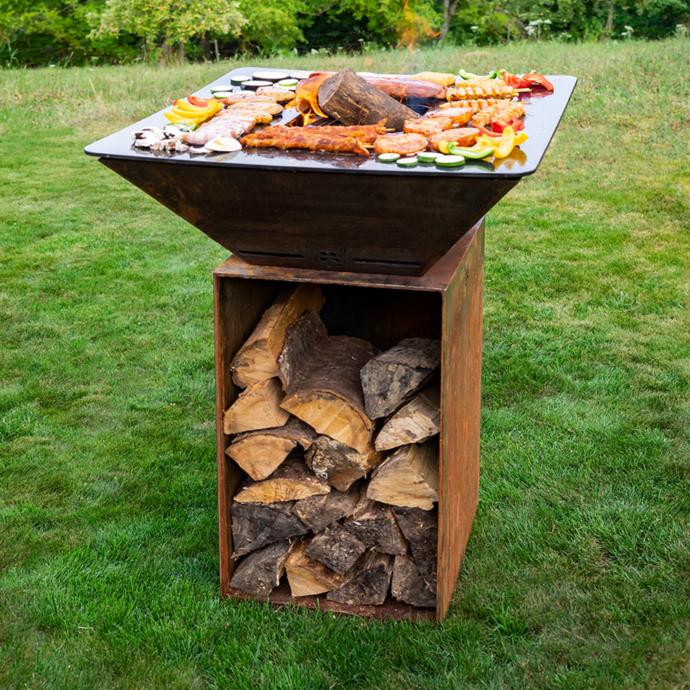 BigQube L - Gas - Corten - Grillfläche: 95 × 95 cm