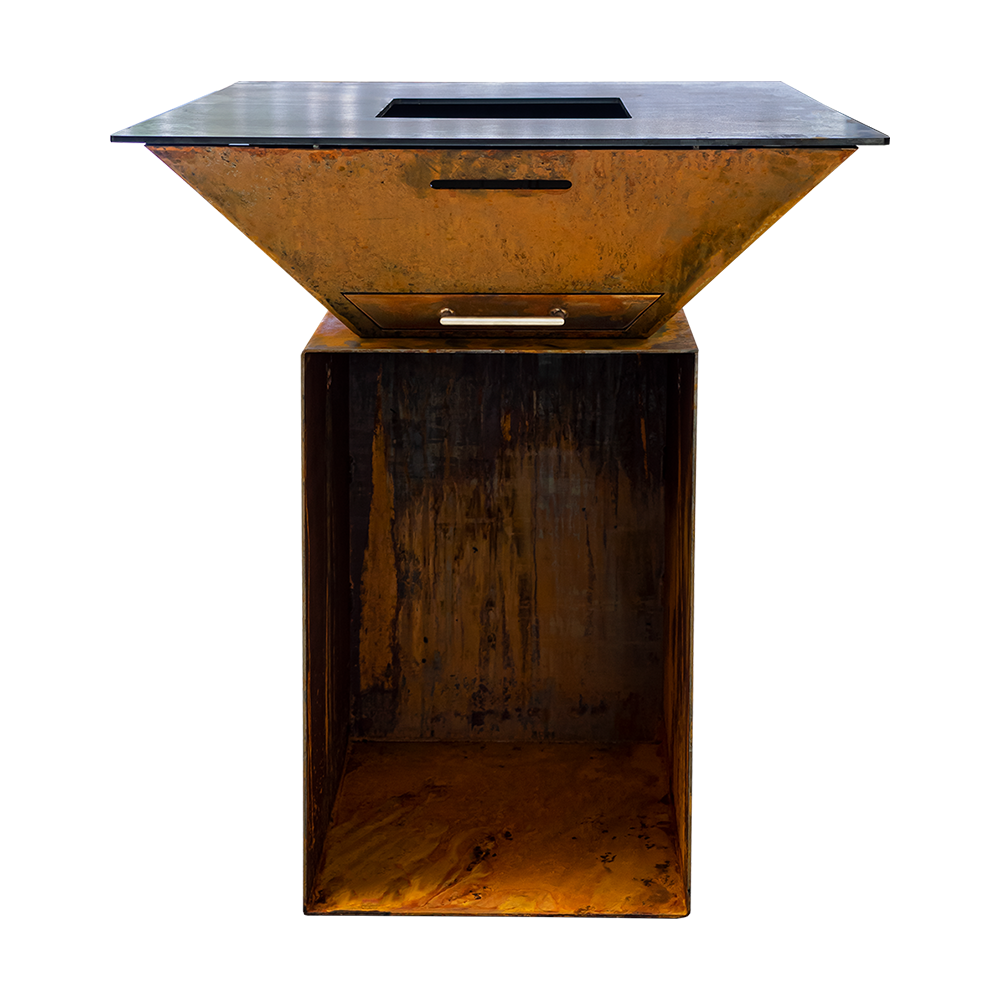 BigQube M - Wood - Corten - Grillfläche: 80 × 80 cm