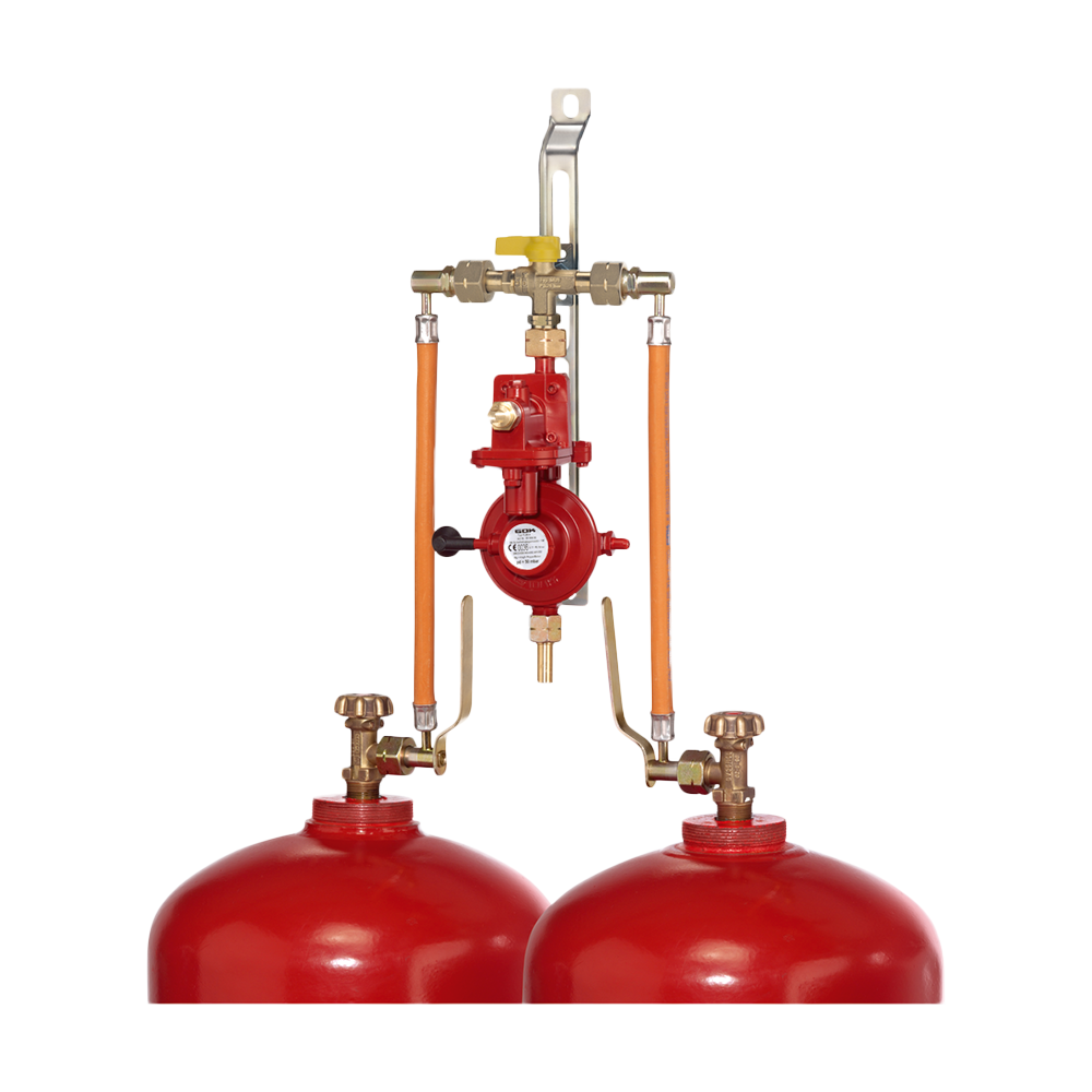 Reglerset 2-Flaschenanlage 50 mbar / 4,0 kg/h / mit MUV